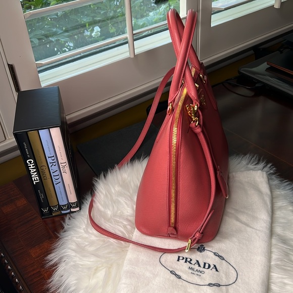 PRADA 2Way Hand Bag  Saffiano Lux Leather Tamaris/ Pink Color Authenticity Card - Picture 6 of 17